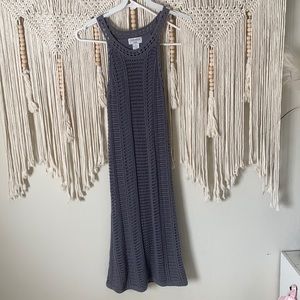 Gray knit long bodycon midi dress